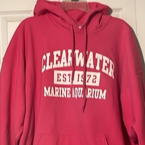 Clearwater Marine Aquarium pink hooded sweatshirt with front pocket 2XL